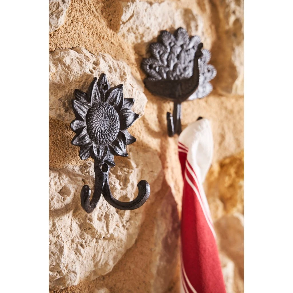 Patère Double Paon En Fonte Brun 2 Patère Double Paon En Fonte Brun – Image 2