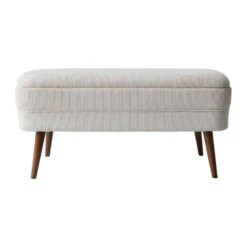 Banc Coffre En Velours Côtelé écru - Eleonor