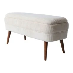 Banc Coffre En Velours Côtelé écru - Eleonor -Magasin Général Pour La Maison 320034 frn03 hd