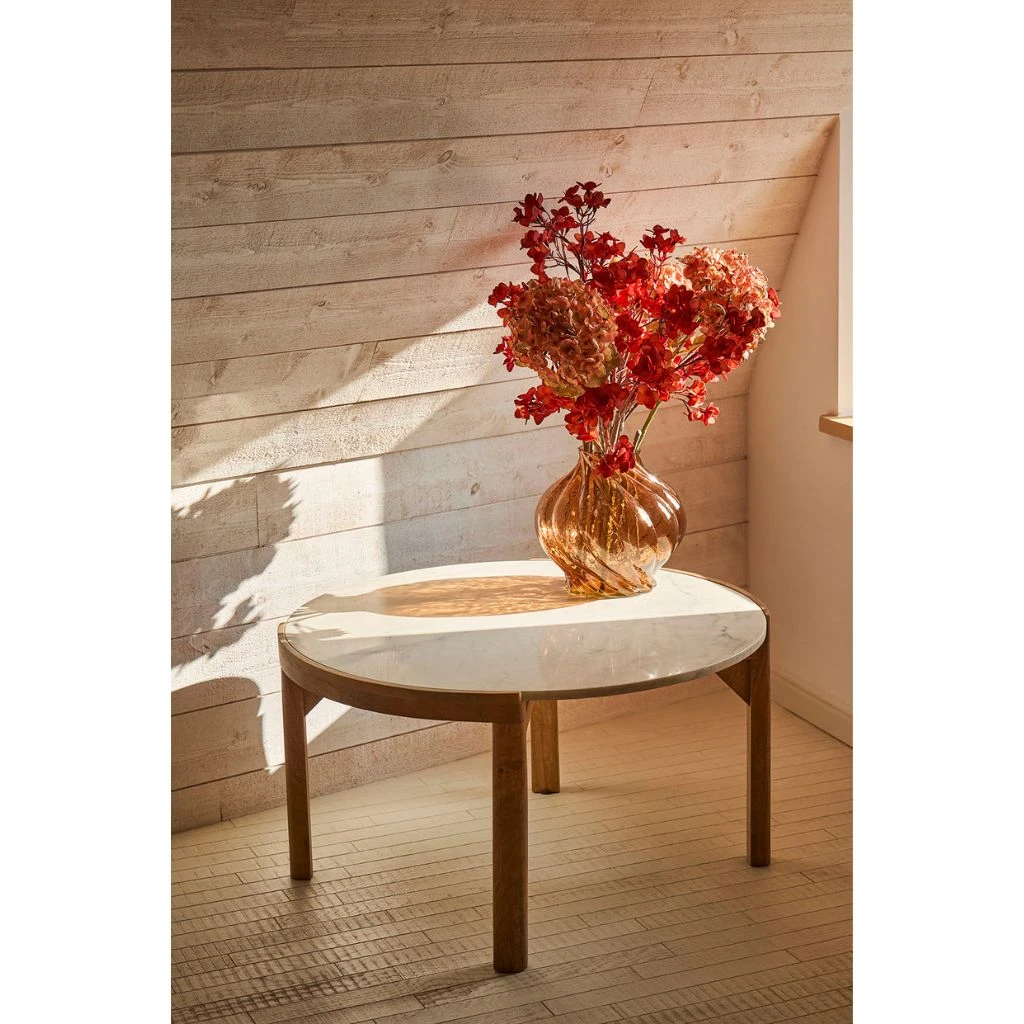 Table Basse Rond En Manguier Et Marbre Naturel Et Blanc D80cm - Agate 3 Table Basse Rond En Manguier Et Marbre Naturel Et Blanc D80cm - Agate – Image 3