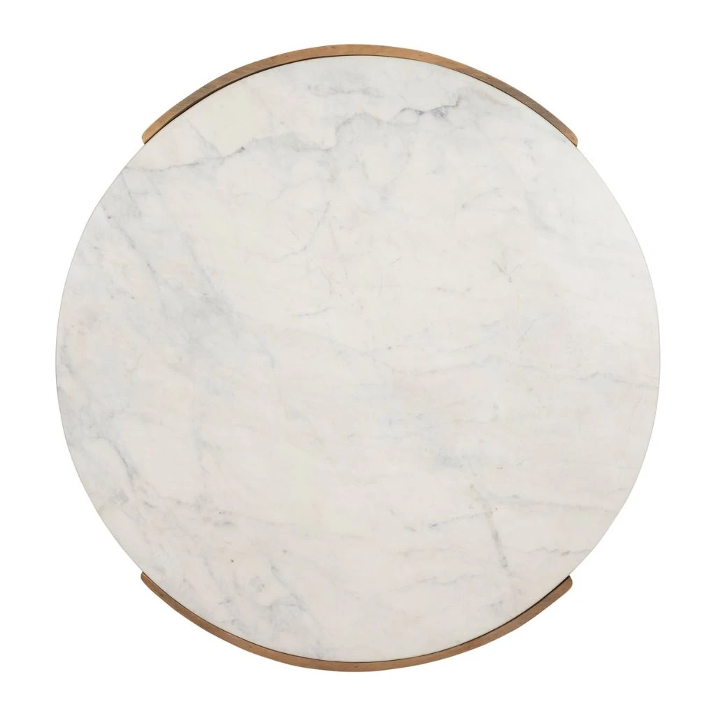 Table Basse Rond En Manguier Et Marbre Naturel Et Blanc D80cm - Agate 2 Table Basse Rond En Manguier Et Marbre Naturel Et Blanc D80cm - Agate – Image 2