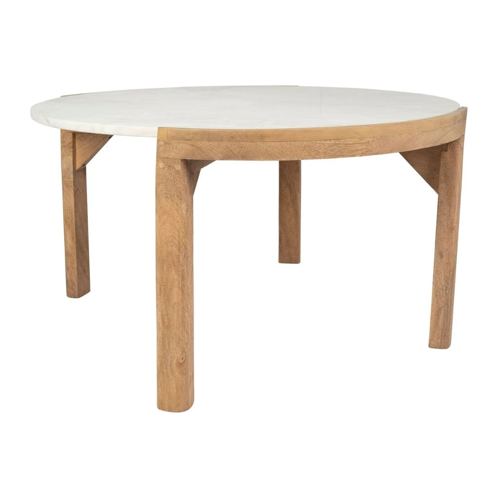 Table Basse Rond En Manguier Et Marbre Naturel Et Blanc D80cm - Agate 1 Table Basse Rond En Manguier Et Marbre Naturel Et Blanc D80cm - Agate