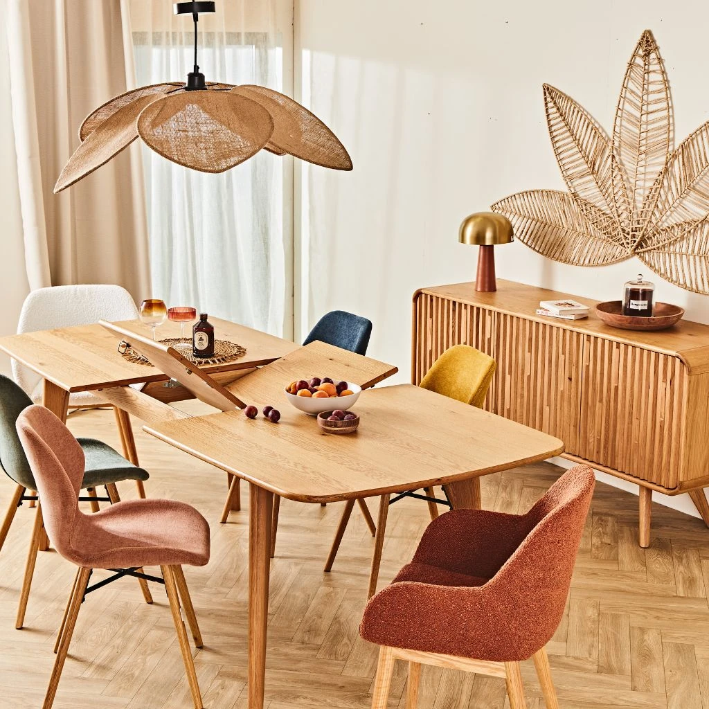 Table à Manger Extensible En Placage Et Chêne Naturel 140(+40)X90CM - Sublime 2 Table à Manger Extensible En Placage Et Chêne Naturel 140(+40)X90CM - Sublime – Image 2