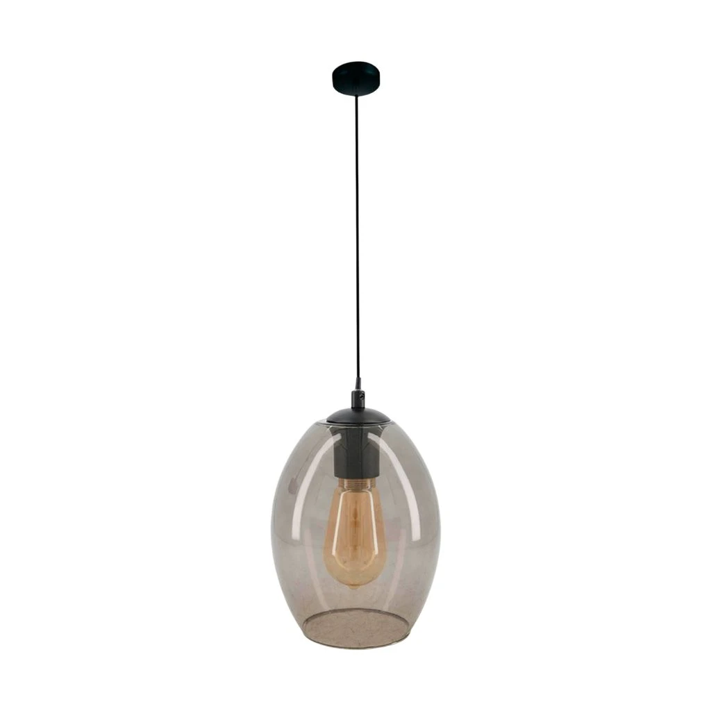 Suspension En Verre Fumé Gris D15xh130cm 1 Suspension En Verre Fumé Gris D15xh130cm