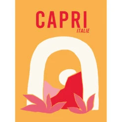 Affiche "Capri Italie" Jaune 30x40cm