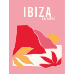 Affiche "Ibiza Baléares" Rose 30x40cm