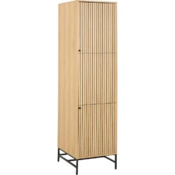 Armoire Colonne 2 Portes En Bois Naturel H200cm - Albany