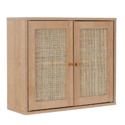 Armoire Murale 2 Portes Bois Et Cannage 60xh50cm - Baia