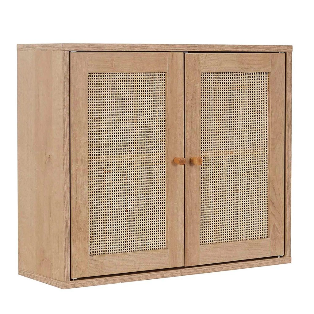 Armoire Murale 2 Portes Bois Et Cannage 60xh50cm - Baia 1 Armoire Murale 2 Portes Bois Et Cannage 60xh50cm - Baia
