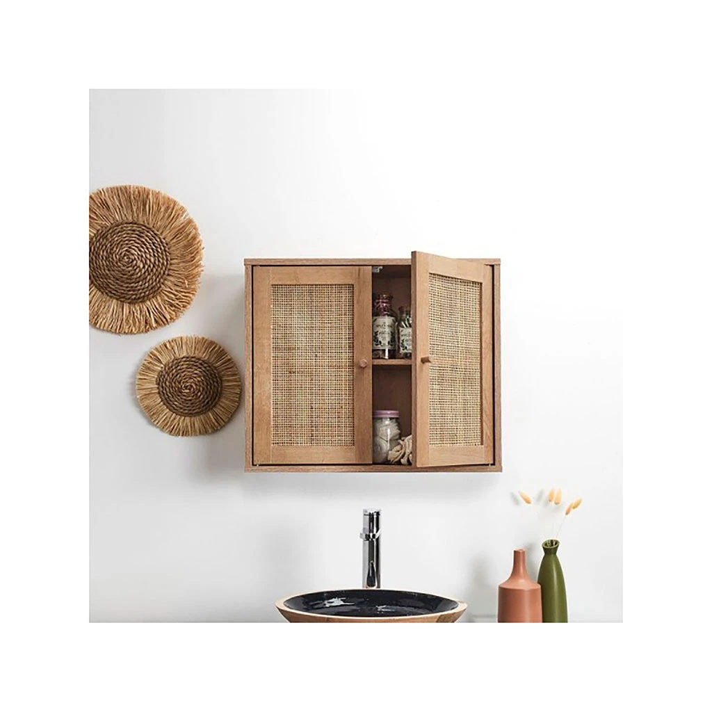 Armoire Murale 2 Portes Bois Et Cannage 60xh50cm - Baia 3 Armoire Murale 2 Portes Bois Et Cannage 60xh50cm - Baia – Image 3