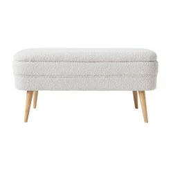 Banc Coffre Bouclette Blanc - Eleonor