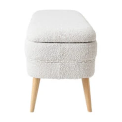 Banc Coffre Bouclette Blanc - Eleonor -Magasin Général Pour La Maison banc coffre bouclette blanc eleonor 320049 320049 FRN03 WEB