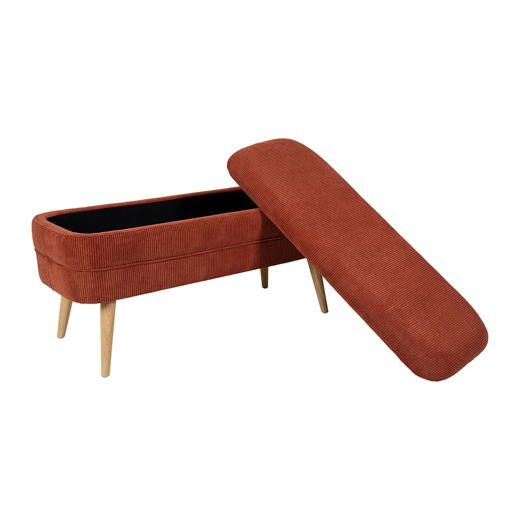 Banc Coffre En Velours Côtelé Terracotta - Eleonor 2 Banc Coffre En Velours Côtelé Terracotta - Eleonor – Image 2