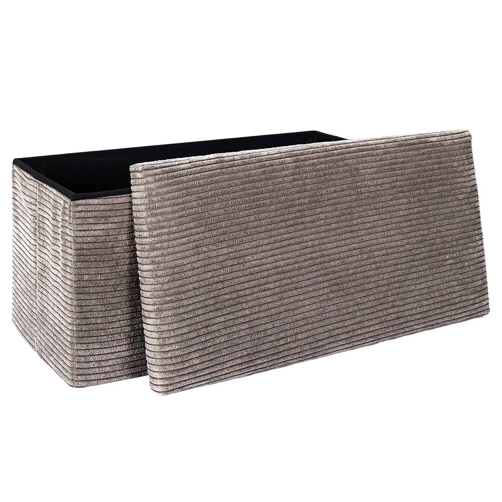 Banc Coffre Pliable En Tissu Côtelé Taupe - Scarlett 1 Banc Coffre Pliable En Tissu Côtelé Taupe - Scarlett