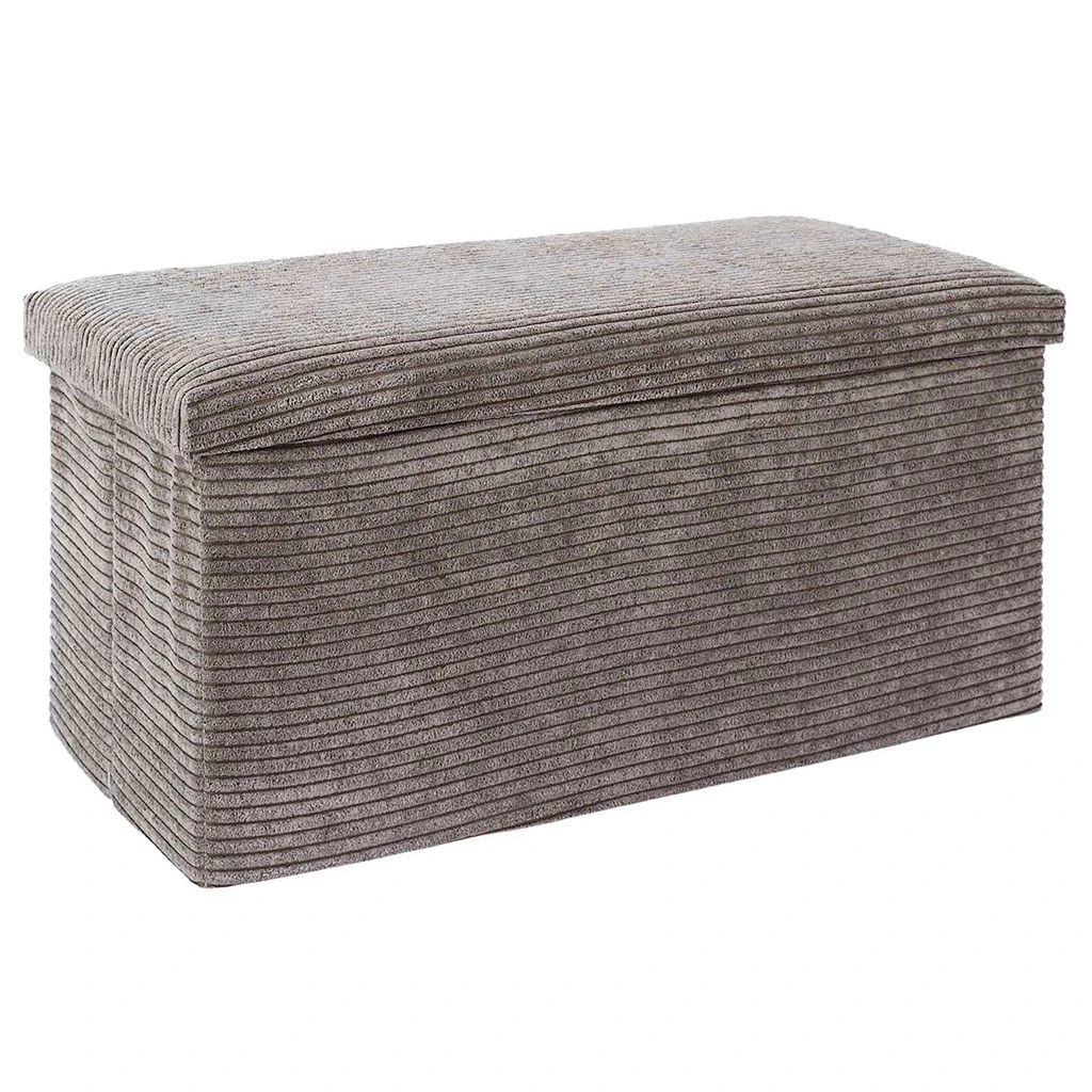 Banc Coffre Pliable En Tissu Côtelé Taupe - Scarlett 2 Banc Coffre Pliable En Tissu Côtelé Taupe - Scarlett – Image 2