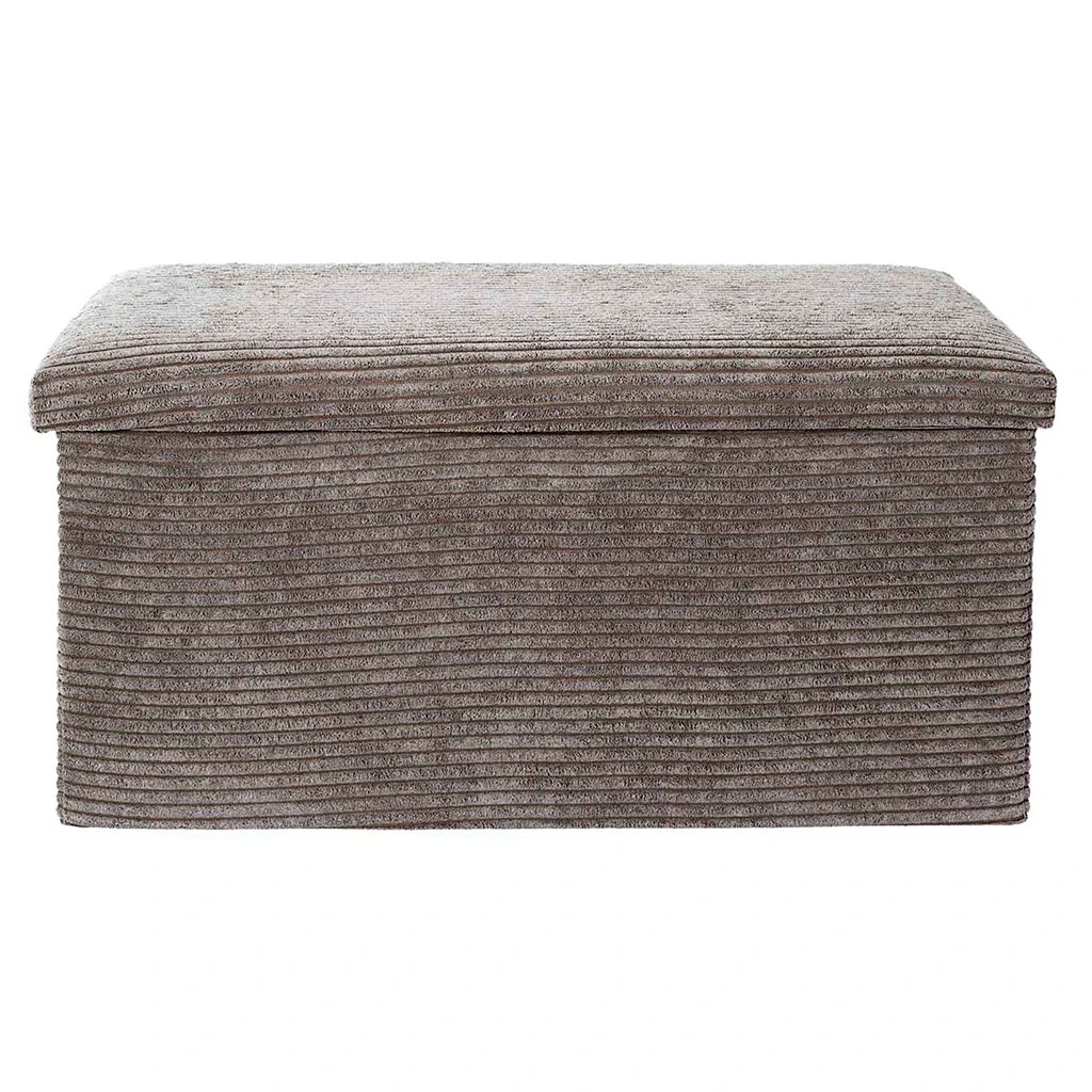 Banc Coffre Pliable En Tissu Côtelé Taupe - Scarlett 3 Banc Coffre Pliable En Tissu Côtelé Taupe - Scarlett – Image 3