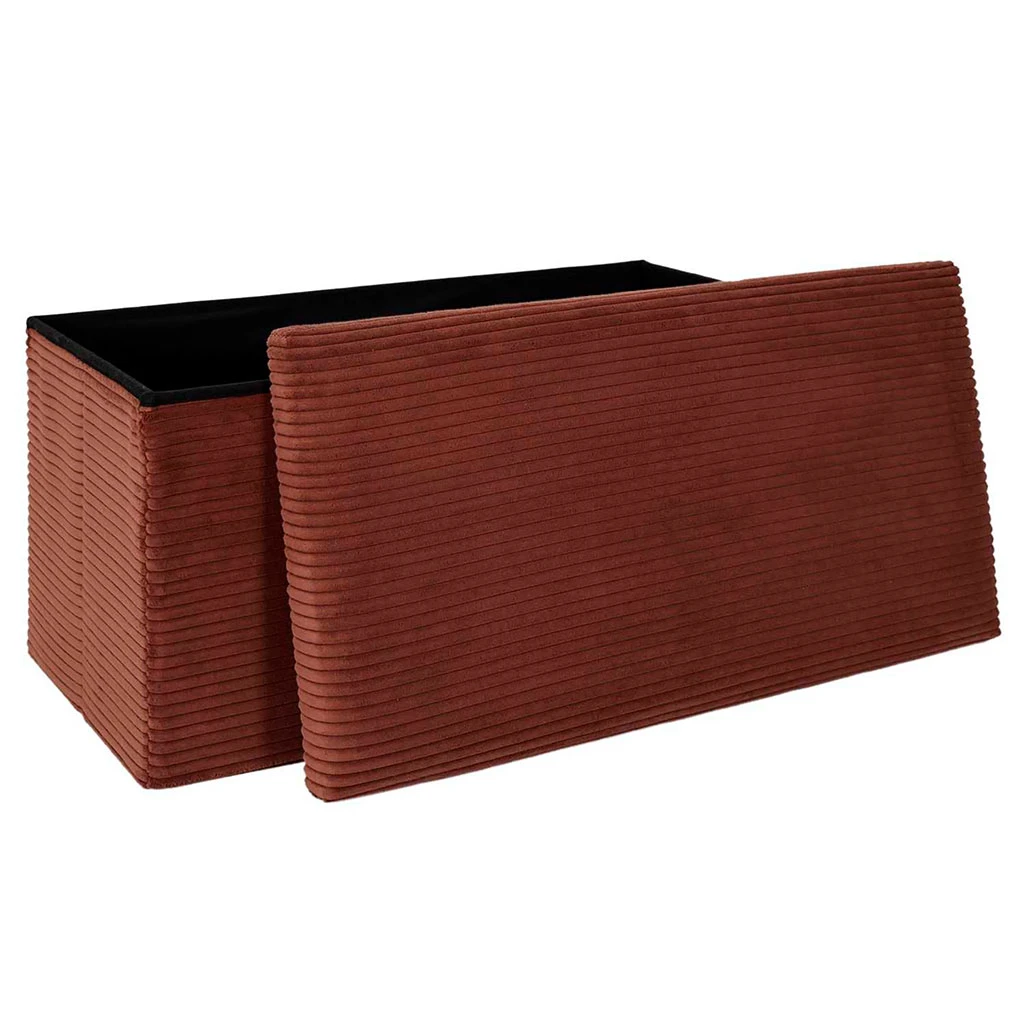 Banc Coffre Pliable En Tissu Côtelé Terracotta - Scarlett 1 Banc Coffre Pliable En Tissu Côtelé Terracotta - Scarlett