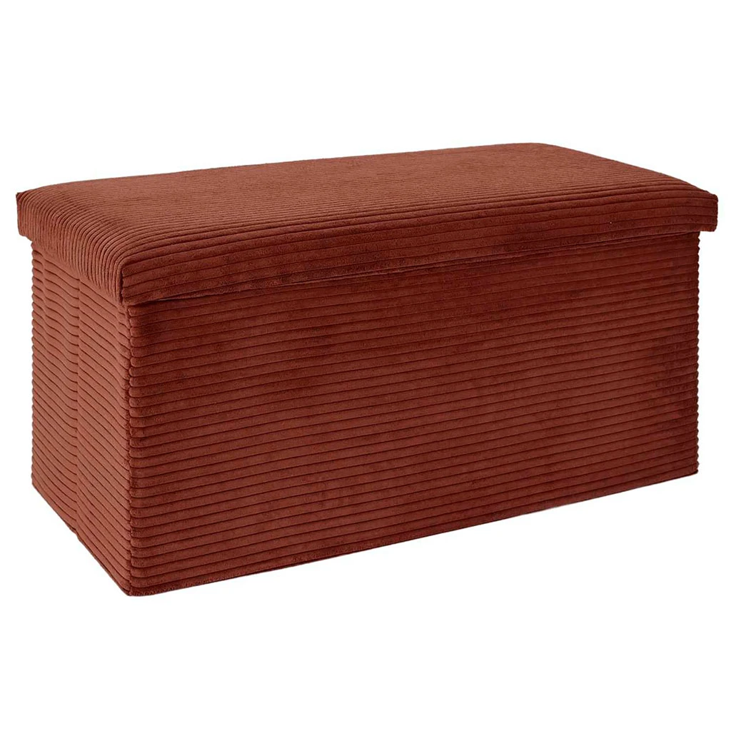 Banc Coffre Pliable En Tissu Côtelé Terracotta - Scarlett 2 Banc Coffre Pliable En Tissu Côtelé Terracotta - Scarlett – Image 2