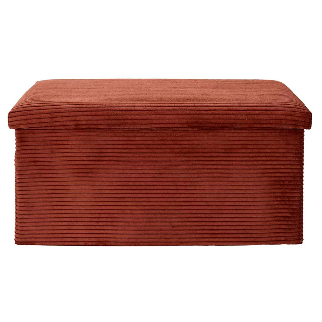 Banc Coffre Pliable En Tissu Côtelé Terracotta - Scarlett 3 Banc Coffre Pliable En Tissu Côtelé Terracotta - Scarlett – Image 3