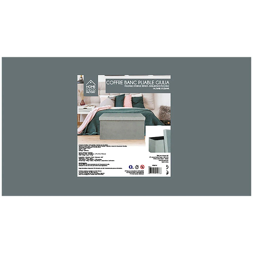 Banc Coffre Pliable En Velours Côtelé Gris - Julia 6 Banc Coffre Pliable En Velours Côtelé Gris - Julia – Image 6