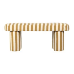 Banc Rayé En Coton Camel Et Bois D'hévéa - Belly