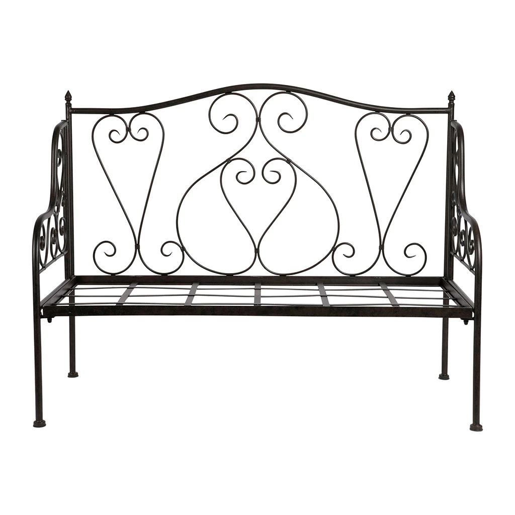 Banquette 2 Places En Fer Forge Brun - Volute 1 Banquette 2 Places En Fer Forge Brun - Volute