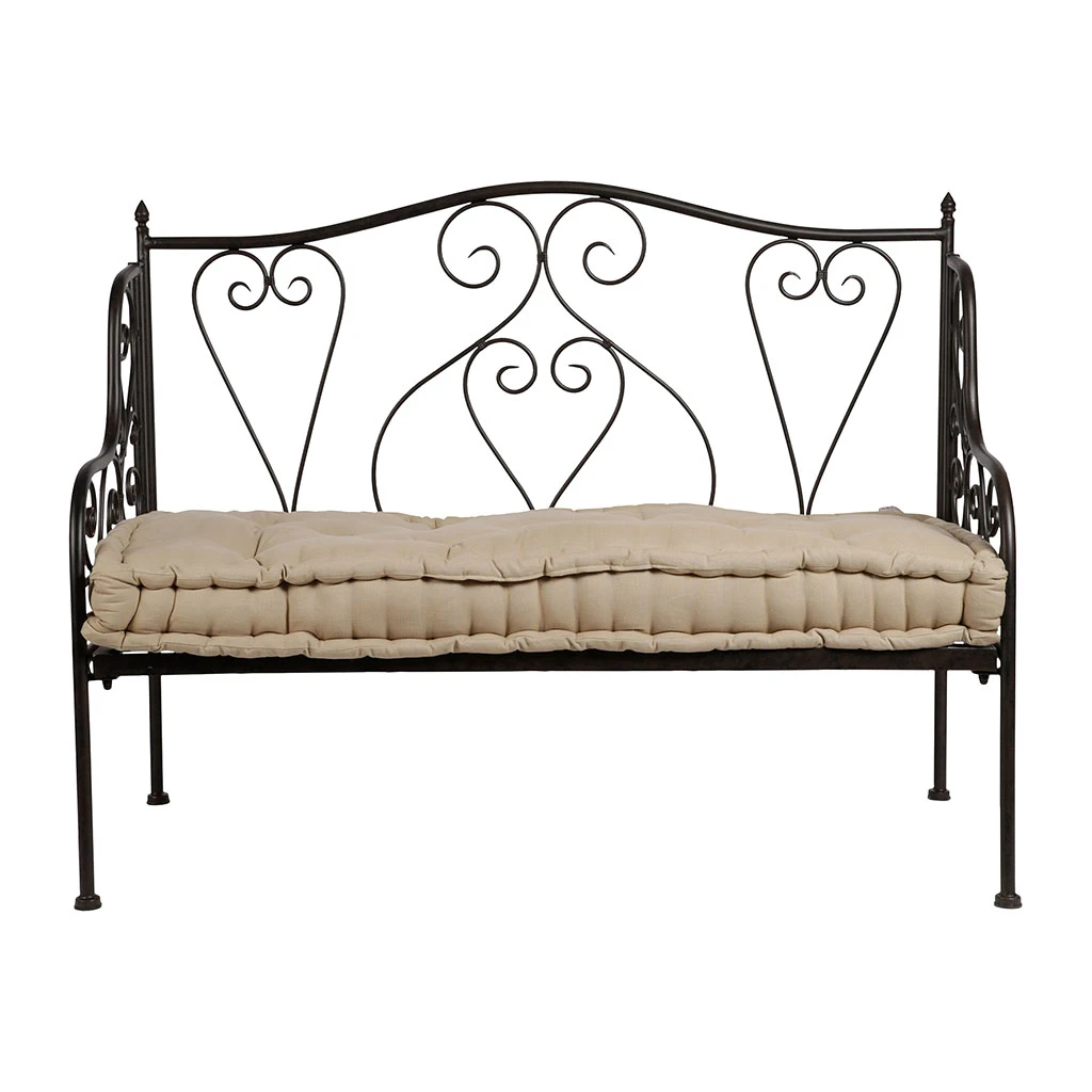 Banquette 2 Places En Fer Forge Brun - Volute 2 Banquette 2 Places En Fer Forge Brun - Volute – Image 2