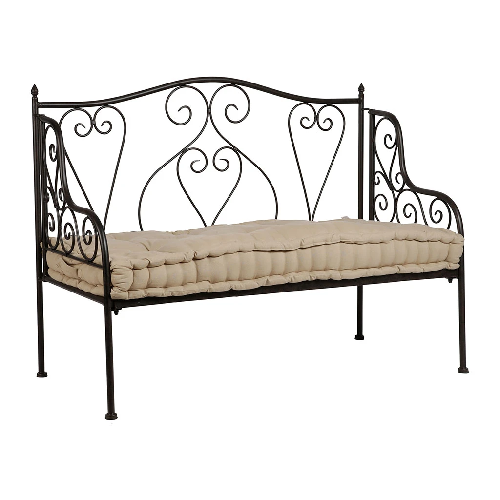 Banquette 2 Places En Fer Forge Brun - Volute 3 Banquette 2 Places En Fer Forge Brun - Volute – Image 3