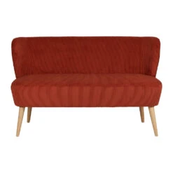 Banquette 2 Places En Velours Côtelé Terracotta - Eleonor