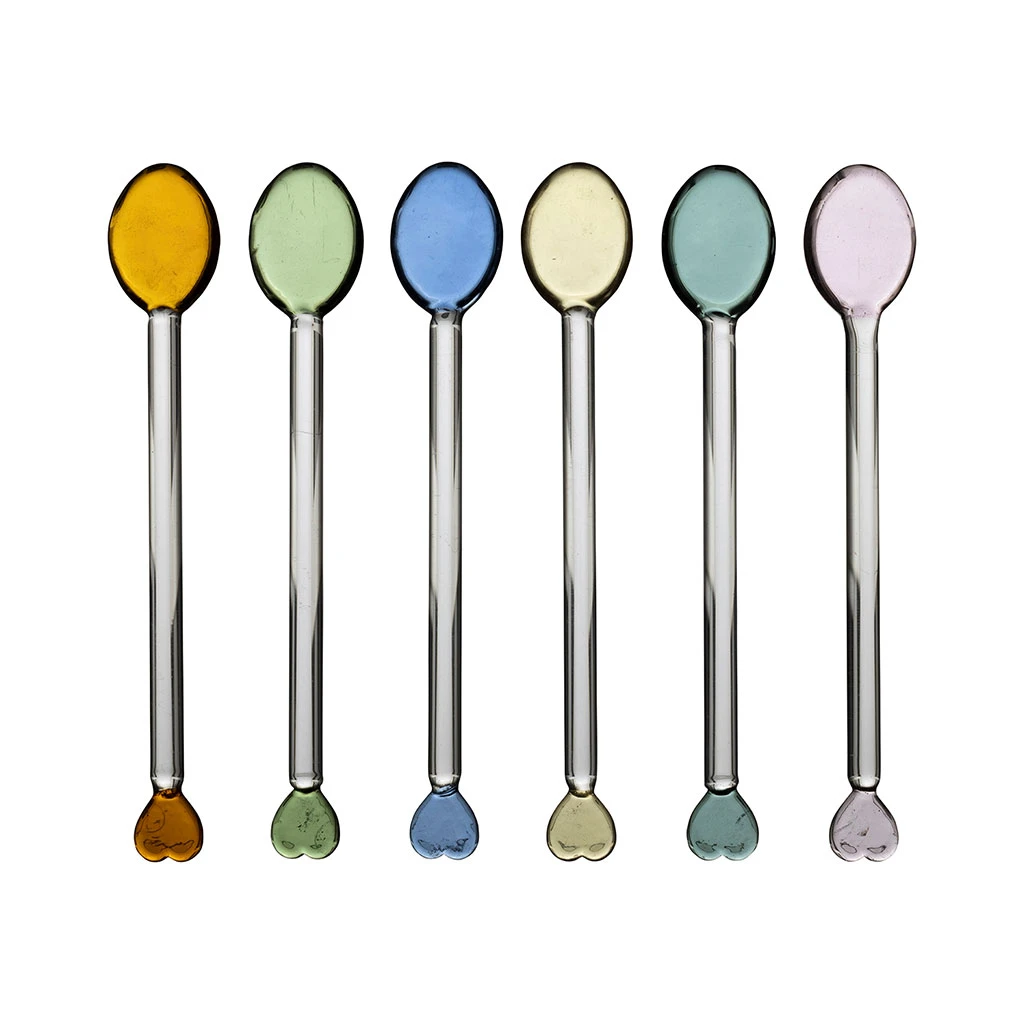 Boite De 6 Agitateurs Cocktail Cœur En Verre Multicolore - Colorea 1 Boite De 6 Agitateurs Cocktail Cœur En Verre Multicolore - Colorea