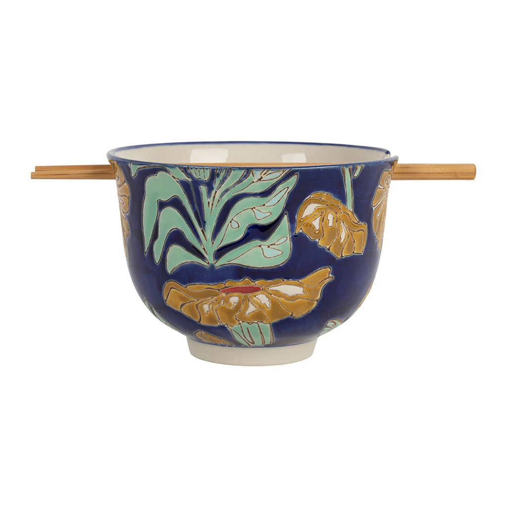 Bol En Grès Et Bambou Et Baguettes Multicolore - Flaura 1 Bol En Grès Et Bambou Et Baguettes Multicolore - Flaura