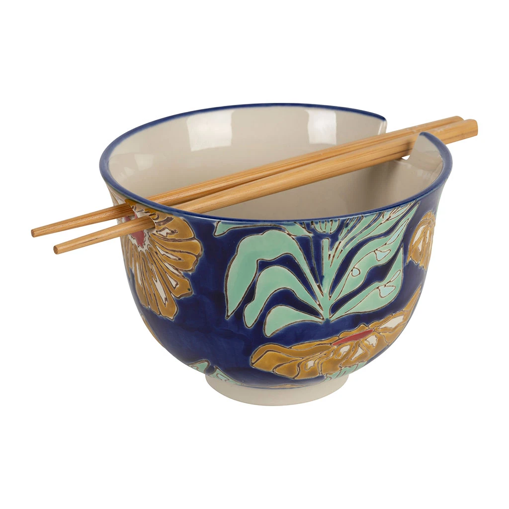 Bol En Grès Et Bambou Et Baguettes Multicolore - Flaura 2 Bol En Grès Et Bambou Et Baguettes Multicolore - Flaura – Image 2