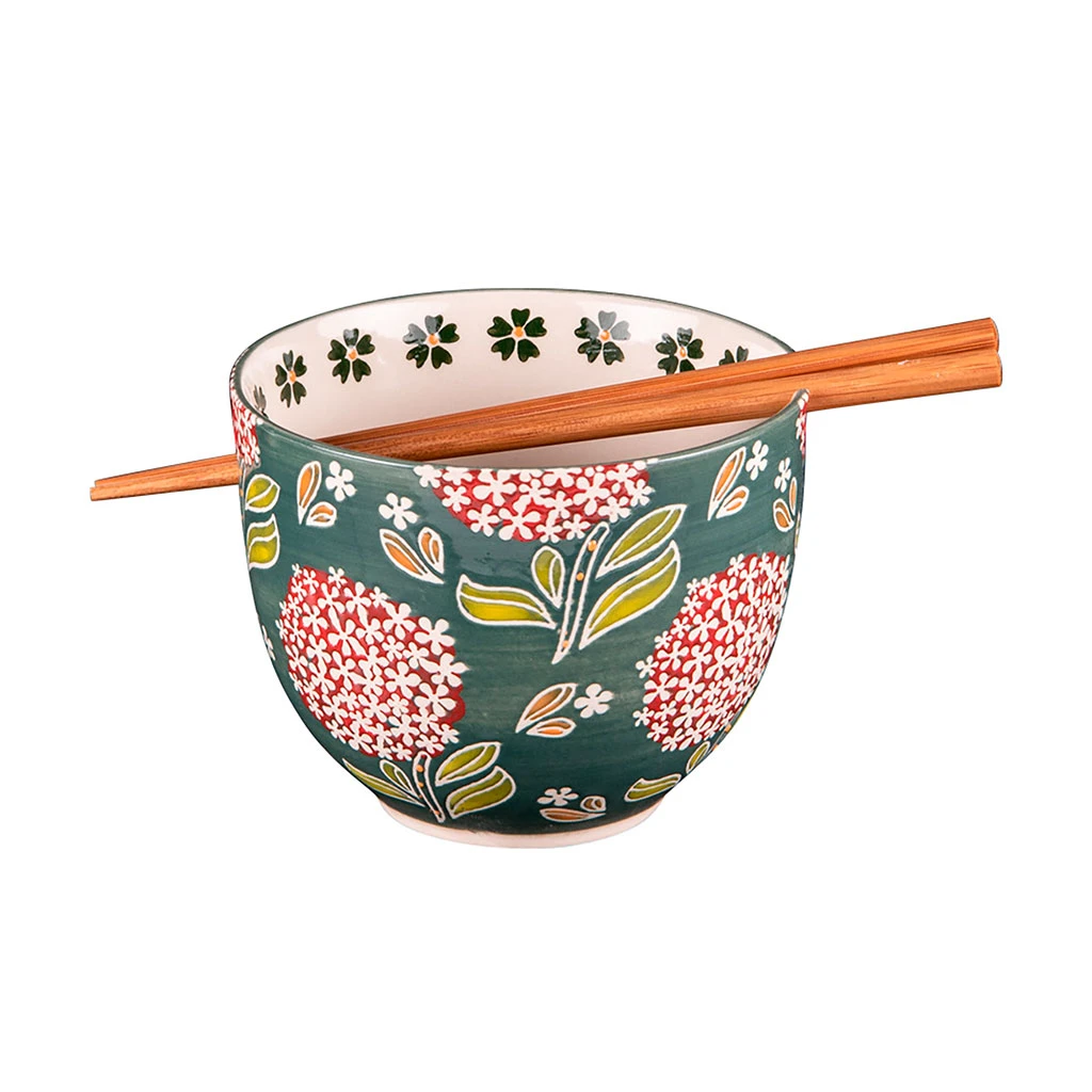 Bol En Grès Multicolore D13cm Et Baguettes - Cottage 1 Bol En Grès Multicolore D13cm Et Baguettes - Cottage