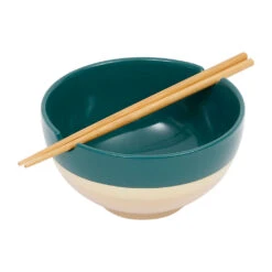Bol Et Baguettes En Porcelaine émeraude 60cl - Funky