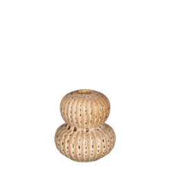 Bougeoir En Céramique Marron H11cm