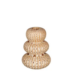 Bougeoir En Céramique Marron H16cm