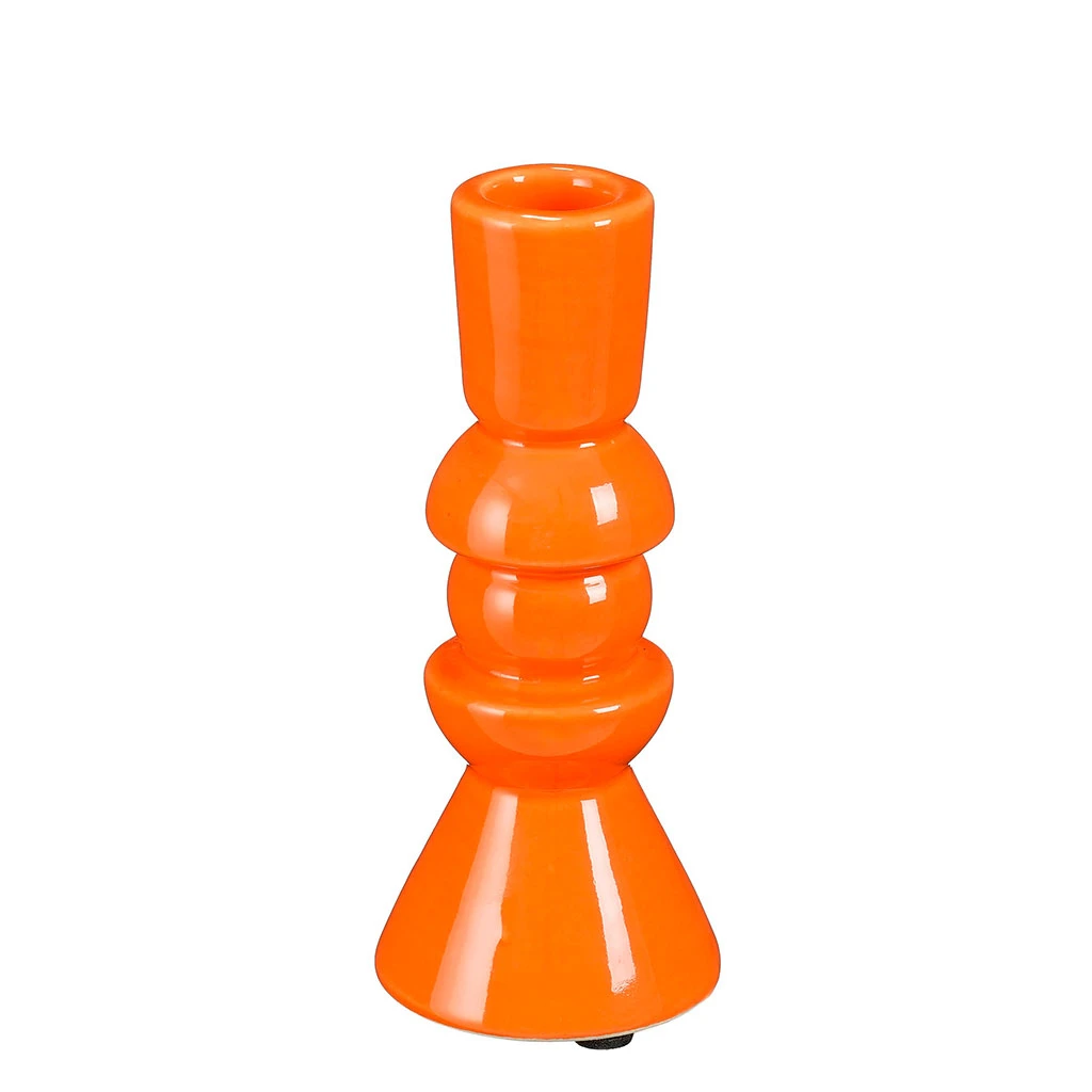 Bougeoir En Céramique Orange H14cm - Bobbie 1 Bougeoir En Céramique Orange H14cm - Bobbie