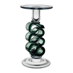 Bougeoir En Verre émeraude H23.5cm - Sablon
