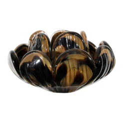 Bougeoir En Verre Noir Et Camel H6cm - Camélia