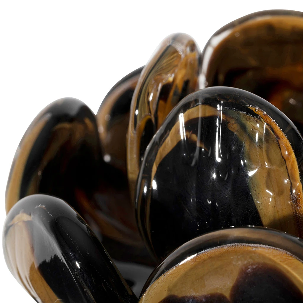 Bougeoir En Verre Noir Et Camel H6cm - Camélia 3 Bougeoir En Verre Noir Et Camel H6cm - Camélia – Image 3