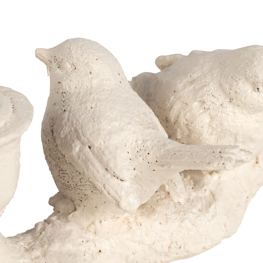 Bougeoir Moineau 2 Feux En Résine écru L32cm 3 Bougeoir Moineau 2 Feux En Résine écru L32cm – Image 3