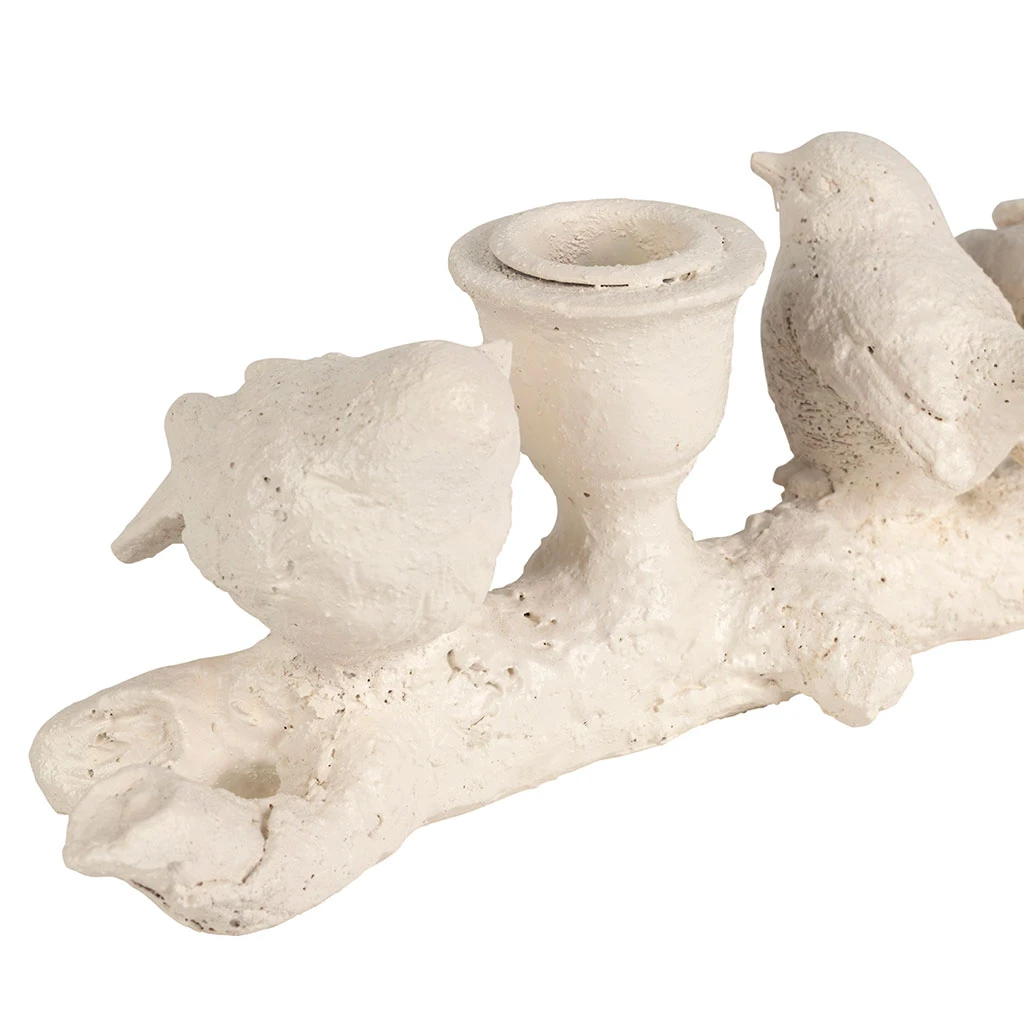 Bougeoir Moineau 2 Feux En Résine écru L32cm 4 Bougeoir Moineau 2 Feux En Résine écru L32cm – Image 4