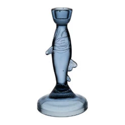 Bougeoir Poisson En Verre Bleu H20cm - Oanez