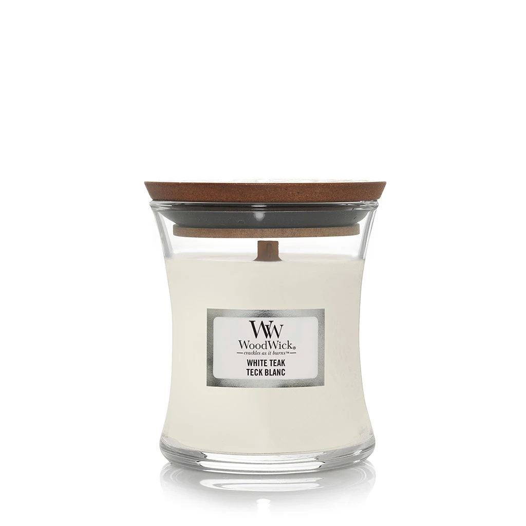 WoodWick Bougie Jarre Parfumée Teck Blanc 65h 1 WoodWick Bougie Jarre Parfumée Teck Blanc 65h