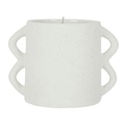 Bougie Senteur Flora En Grès Blanc Cassé