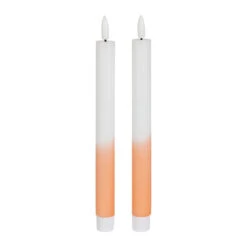 Bougies Chandelles LED X2 En Paraffine Blanc Et Corail