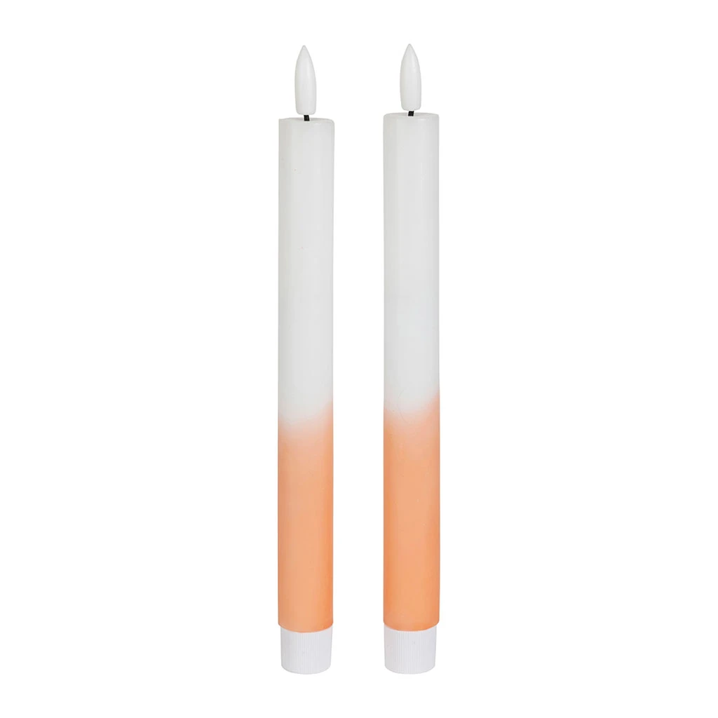 Bougies Chandelles LED X2 En Paraffine Blanc Et Corail 1 Bougies Chandelles LED X2 En Paraffine Blanc Et Corail