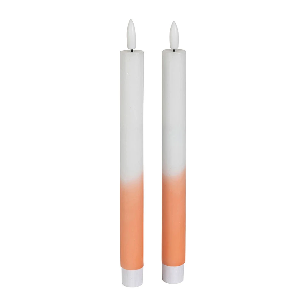 Bougies Chandelles LED X2 En Paraffine Blanc Et Corail 2 Bougies Chandelles LED X2 En Paraffine Blanc Et Corail – Image 2
