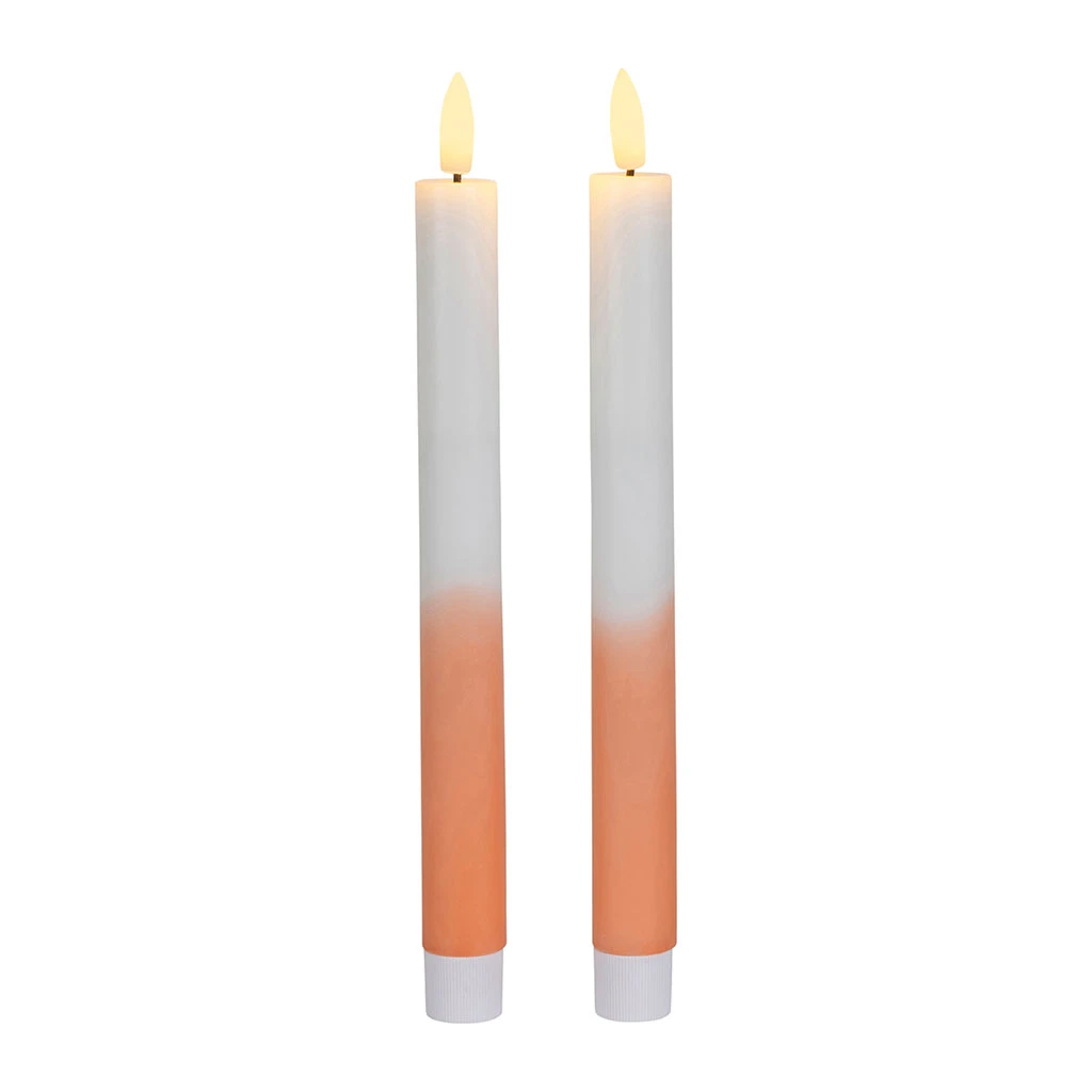 Bougies Chandelles LED X2 En Paraffine Blanc Et Corail 4 Bougies Chandelles LED X2 En Paraffine Blanc Et Corail – Image 4