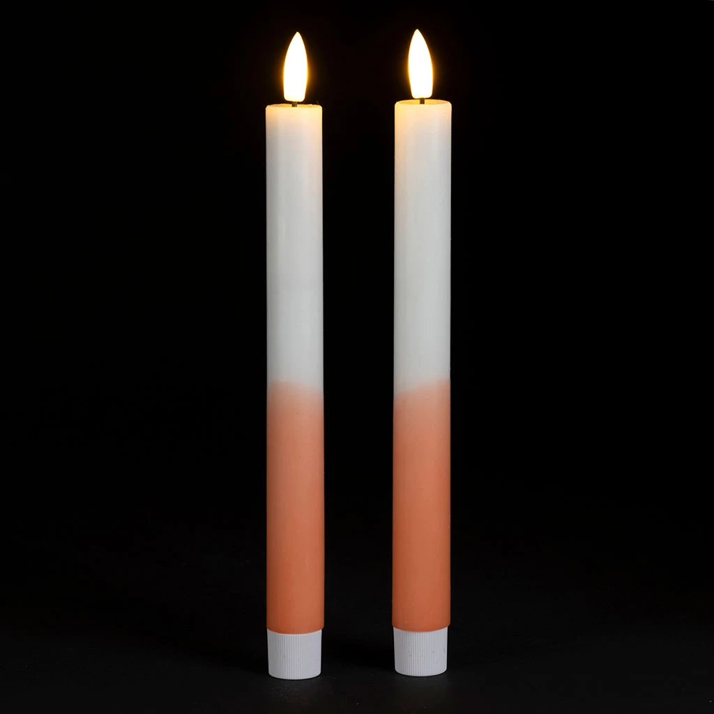 Bougies Chandelles LED X2 En Paraffine Blanc Et Corail 5 Bougies Chandelles LED X2 En Paraffine Blanc Et Corail – Image 5
